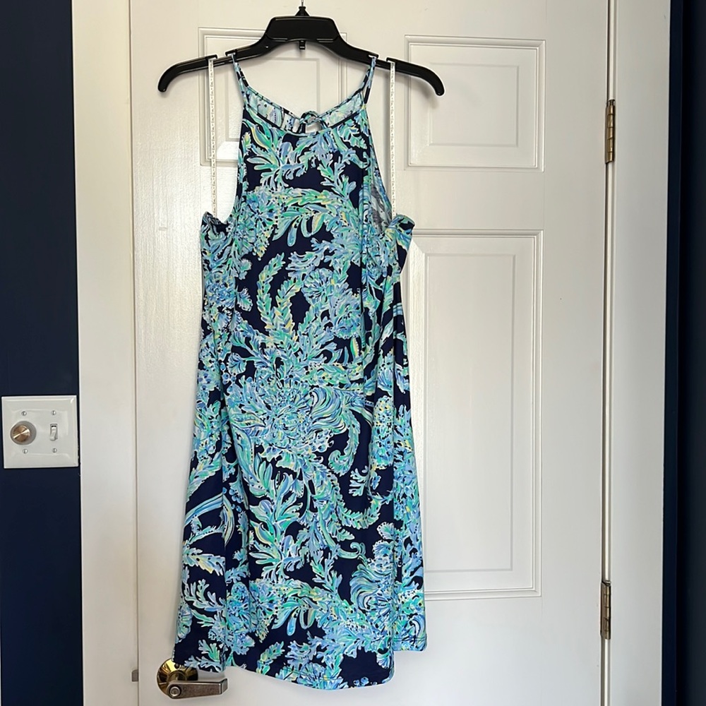 Lily Pulitzer Margot swing dress. Navy with turquoise and green design.